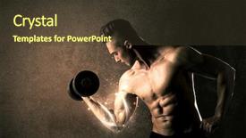  Presentation with weight lifting - Colorful presentation theme enhanced with weight with energetic white lines backdrop and a tawny brown colored foreground