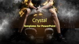  Presentation with workout - Cool new PPT layouts with weightlifter-clapping-hands-and-preparing backdrop and a wine colored foreground