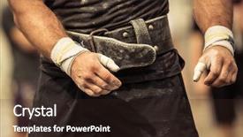  Presentation with weightlifting - PPT layouts consisting of weightlifting - closeup portrait of a bodybuilder background and a wine colored foreground