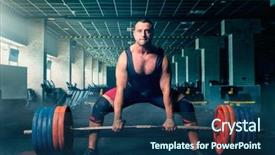  Presentation with weightlifting - Presentation theme having weightlifting - male weightlifter prepares to pull background and a ocean colored foreground