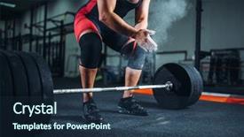  Presentation with weightlifting - Theme consisting of weightlifting - powerlifter rubs his hands background and a tawny brown colored foreground