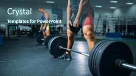  Presentation with asthma and exercise - Slides featuring weightlifting - two weightlifters doing exercise background and a  colored foreground