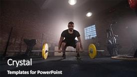  Presentation with crossfit fitness trx training exercises - PPT theme having weightlifting - weightlifter preparing for training fitness background and a dark gray colored foreground