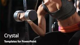  Presentation with weightlifting - Audience pleasing presentation consisting of weightlifting - young woman training with dumbbell backdrop and a wine colored foreground