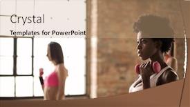  Presentation with lifting weights - PPT layouts featuring weights-lifting-at-the-gym background and a coral colored foreground