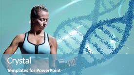  Presentation with chains - Cool new PPT theme with weights with blue dna backdrop and a teal colored foreground