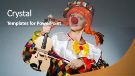  Presentation with clown - Beautiful PPT theme featuring weird - clown in funny concept backdrop and a dark gray colored foreground