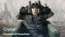  Presentation with shoes - Beautiful PPT theme featuring weird - freak in swimming goggles wearing backdrop and a tawny brown colored foreground