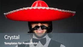  Presentation with mexican - Theme featuring caramel popcorn and movie clapper on wooden background background and a coral colored foreground.