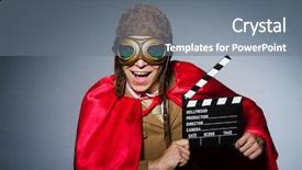  Presentation with pilot - Theme enhanced with weird - funny pilot with goggles background and a gray colored foreground