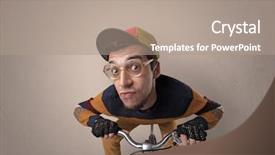  Presentation with bike - Amazing PPT layouts having weird - nerd young foolish biker backdrop and a coral colored foreground