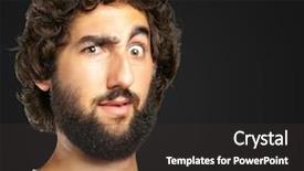  Presentation with black man - Slide deck featuring weird - portrait of a funny man background and a dark gray colored foreground