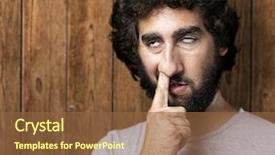  Presentation with nose - PPT layouts having weird - portrait of a young man background and a tawny brown colored foreground
