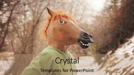  Presentation with horse head - PPT layouts consisting of weird - woman in a horse head background and a coral colored foreground