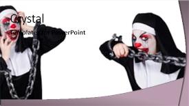  Presentation with nun - Cool new presentation theme with weird female nun with shackles backdrop and a soft green colored foreground