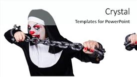  Presentation with nun - Slides enhanced with weird female nun with shackles background and a white colored foreground
