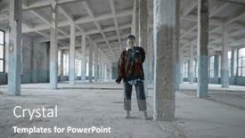  Presentation with beggar - Slide deck enhanced with weird-girl-beggar-smoking-cigarette background and a gray colored foreground