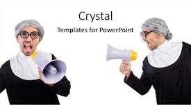  Presentation with nun - Presentation consisting of weird male nun with gun background and a white colored foreground