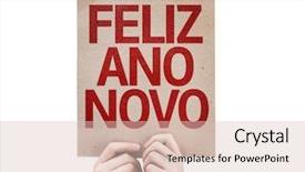  Presentation with new year card - Slide deck with welcom 2016 - happy new year in portuguese background and a lemonade colored foreground