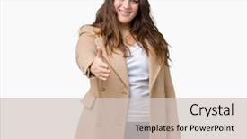  Presentation with plus size fashion model - PPT theme featuring welcome - beautiful plus size young woman background and a soft green colored foreground