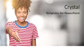  Presentation with african american in computer business - Beautiful PPT layouts featuring welcome - beautiful young african american woman backdrop and a light gray colored foreground