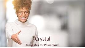  Presentation with african american in computer business - Beautiful slide deck featuring welcome - beautiful young african american woman backdrop and a lemonade colored foreground