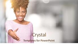  Presentation with african american in business - Slide set featuring welcome - beautiful young african american woman background and a sky blue colored foreground