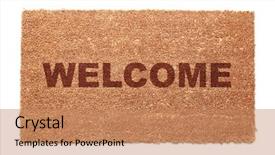  Presentation with chalkboard - PPT theme with welcome - blank chalkboard in wooden frame background and a coral colored foreground