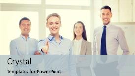  Presentation with handshake - Presentation design consisting of welcome - business and office concept background and a light gray colored foreground