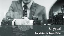  Presentation with office buildings - Slide deck with welcome - business cooperation partnership and people background and a dark gray colored foreground