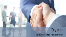  Presentation with handshake - Slide deck consisting of welcome - closeup of a business handshake background and a seafoam green colored foreground