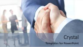  Presentation with handshake - Colorful slides enhanced with welcome - closeup of a business handshake backdrop and a seafoam green colored foreground