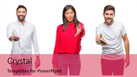  Presentation with people collage - Beautiful slide deck featuring welcome - collage of group chinese indian backdrop and a red colored foreground