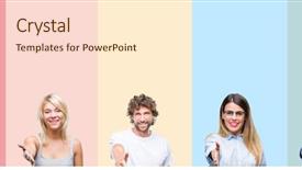  Presentation with young business people - Cool new presentation theme with welcome - collage of group of young backdrop and a cream colored foreground