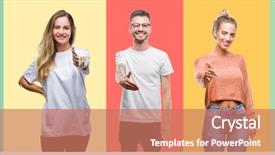  Presentation with people collage - Colorful theme enhanced with welcome - collage of group people women backdrop and a coral colored foreground