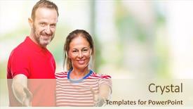  Presentation with love - Presentation design consisting of welcome - middle age hispanic couple background and a soft green colored foreground