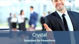  Presentation with successful - Presentation theme featuring welcome - portrait of a successful businessman background and a ocean colored foreground