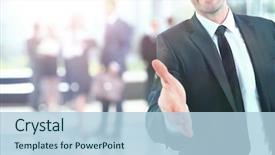  Presentation with successful - Audience pleasing slide deck consisting of welcome - portrait of a successful businessman backdrop and a light blue colored foreground