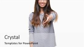  Presentation with glasses - Audience pleasing PPT theme consisting of welcome - young asian woman wearing glasses backdrop and a white colored foreground