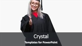  Presentation with friendly - PPT layouts with welcome - young blonde woman wearing graduate background and a dark gray colored foreground