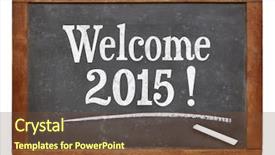 Presentation with slate - Audience pleasing slides consisting of welcome 2015 - new year concept on a vintage slate blackboard backdrop and a tawny brown colored foreground