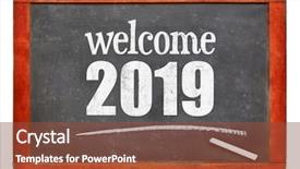  Presentation with new year 2019 - Presentation featuring welcome 2019 - new year concept background and a tawny brown colored foreground