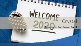  Presentation with new year 2020 - Theme enhanced with welcome-2020-handwriting-in-sketchbook background and a mint green colored foreground