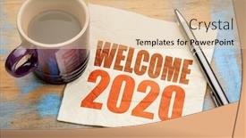  Presentation with new year 2020 - Colorful presentation design enhanced with welcome-2020-word-abstract backdrop and a lemonade colored foreground