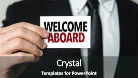  Presentation with welcome - Amazing PPT theme having welcome aboard backdrop and a black colored foreground