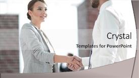  Presentation with welcome - Slide deck consisting of welcome and handshake business partners background and a  colored foreground