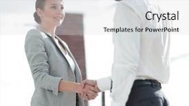  Presentation with business and politics handshake - Colorful PPT theme enhanced with welcome and handshake business partners backdrop and a  colored foreground