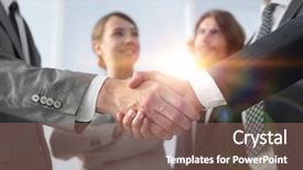  Presentation with welcome - Amazing slide deck having welcome and handshake business people backdrop and a  colored foreground