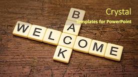  Presentation with welcome back - Presentation design consisting of welcome-back-crossword-in-ivory background and a tawny brown colored foreground