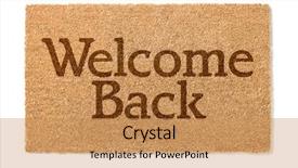  Presentation with welcome back - Amazing slide set having welcome back house mat isolated backdrop and a coral colored foreground
